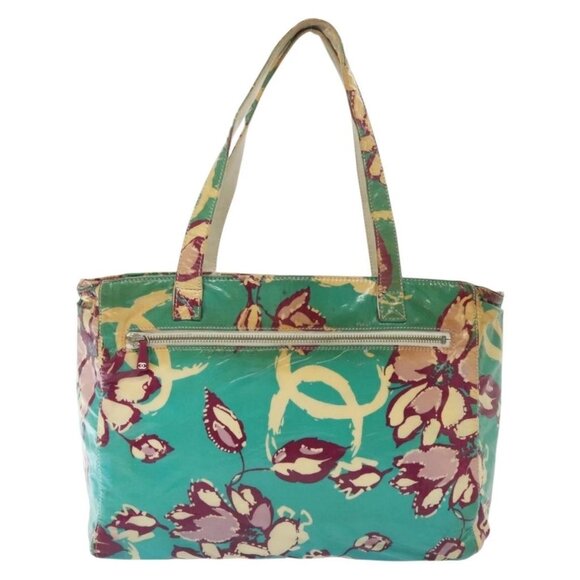 CHANEL Tote Bag Canvas PVC Green Silver CC Auth 140713 - Picture 2 of 16